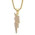 Collana con ciondolo a fulmine hip hop con diamanti brillanti e catena a corda dorata - Solo ciondolo dorato