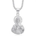 Collana con ciondolo San Giuda in acciaio inossidabile argento con rilievo su bianco - Ciondolo Singolo Color Argento