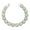 Bracciale hip-hop argento con cristalli quadrati e pavé di pietre con chiusura a scatto - Argento (Strass Bianco)
