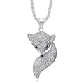 Hip hop iced out fox pendant necklace in silver stainless steel with sparkling rhinestones - Silver Color Single Pendant