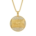 Titanium gold plated hip hop necklace with 13 apostles pendant and crystal diamonds - Gold Tone Pendant Only (Without Chain)
