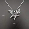 Retro punk 316L stainless steel eagle pendant with detailed feather carving 35mm x 42mm - Pendant Only (No Chain) / Steel