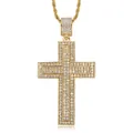 Hip hop style gold-plated stainless steel cross necklace with shimmering cubic zirconia - Gold Pendant Only