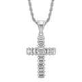 Silberne Edelstahl Kreuz-Halskette mit rechteckigem AAA-Zirkon und eleganter Kordelkette - Silberfarben Einzelner Anhänger