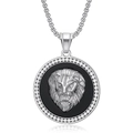 Hip hop lion head pendant with micro-pave crystals and silver wheat chain - Steel Color Single Pendant (No Chain)