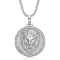 Hip-hop silver lion head pendant necklace with sparkling rhinestones and chain - Silver Color Single Pendant