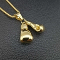 Polished gold plated titanium steel double boxing gloves pendant necklace on black leather - Pendant Only (Without Chain)