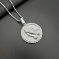 Silver praying hands circular pendant necklace with sparkling cubic zirconia border for men - Steel Color Pendant Only (Without Chain)