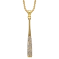 Hip hop baseball bat pendant necklace in gold finish with sparkling cubic zirconia stones - Gold Pendant Only
