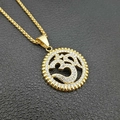 Collana con ciondolo Om in acciaio inossidabile placcato oro con strass lucidi - Solo ciondolo dorato