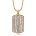 Gold-plated hip hop pendant necklace featuring micro-pave rhinestones on a box chain - Gold Pendant Only / Gold