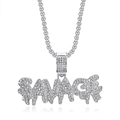 Collana con pendente SAVAGE in argento con zirconi stile graffiti e catena box - Ciondolo Color Acciaio Solo (Senza Catena) (DZ170) / Color Acciaio
