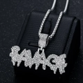Collar con colgante de letra savage hip hop en plata con brillantes piedras de circonia - Colgante de Letra Savage Solo (Sin Cadena) / Color Acero