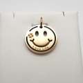 Pendentif smiley en or rose avec gravure Love Life et détail de trèfle évidé - Or rose