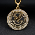 Collana medaglione aquila filippina in finitura oro con cristalli e smalto nero - Ciondolo Oro Smalto Nero Solo (Senza Catena)