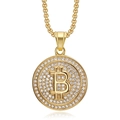 Iced out Bitcoin pendant necklace in 18k gold plating with sparkling cubic zirconia - Pendant Only (Without Chain) / Gold