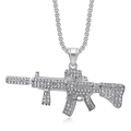 Collier pendentif AK47 hip hop en acier inoxydable argenté avec pierres CZ - Pendentif Couleur Acier Uniquement (Sans Chaîne) / Acier