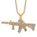 Collier hip-hop pendentif fusil AK47 plaqué or avec strass brillants et chaîne de type box - Pendentif Or Uniquement (Sans Chaîne) / Or
