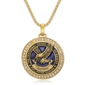 Gold Philippine Eagle pendant necklace with blue enamel and sparkling crystal border - Gold Blue Enamel Pendant Only (Without Chain)