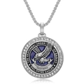 Collana con ciondolo aquila argentata con smalto blu e cristalli lucidi su catena - Ciondolo Argento Smalto Blu Solo (Senza Catena)