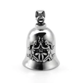 Polished stainless steel biker bell pendant with zodiac Gemini relief on white background - Gemini Pendant Only (Without Chain)