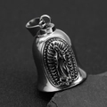 Vintage stainless steel motorcycle guardian bell with Virgin Mary religious relief - Our Lady of Guadalupe Style (DZ1168) Pendant Only (Without Chain)