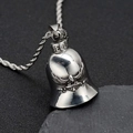 Close-up of vintage stainless steel eagle relief guardian bell pendant with rope chain - Eagle BELL Style (DZ892) Pendant Only (Without Chain)