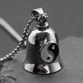 Vintage titanium steel biker bell pendant featuring Tai Chi Yin Yang symbol with box chain - Pendant Only (Without Chain) / Steel