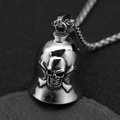 Ciondolo a campana con teschio punk vichingo vintage su catena in acciaio robusto - Pendaglio Acciaio Vintage