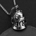 Collana con ciondolo a campana biker leone in acciaio inossidabile vintage stile retrò - Solo Pendente (Senza Catena)