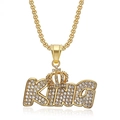 Collana hip hop placcata oro con ciondolo corona KING e pietre in zircone cubico - Solo ciondolo dorato