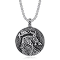 Collana con ciondolo a testa di lupo vichingo in acciaio inox e nodo celtico - Solo Ciondolo (Senza Catena)
