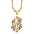 Hip-hop style gold-plated stainless steel necklace with iced out dollar sign pendant - Gold Pendant Only