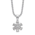 Elegant 18K gold stainless steel necklace with geometric 3A zircon flower pendant - Pendant Only (No Chain) / Steel