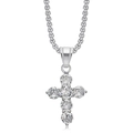Polished silver cross pendant necklace with six brilliant 3A zircons for women - Silver Color Single Pendant