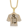 Collana hip hop placcata oro con ciondolo maglia calcio numero 10 con strass - Solo ciondolo dorato