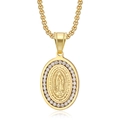 Gold plated hip hop necklace with Virgin of Guadalupe pendant and AAA zircon stones - Gold Pendant Only