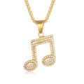 Goldene Musiknote Anhänger Halskette mit glitzernden Strasssteinen auf Box-Kette - Gold (Nur Anhänger)