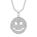 Hip hop style gold plated titanium steel necklace with sparkling crystal smile face pendant - Silver Color Single Pendant
