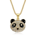 Iced out gold plated panda pendant necklace with sparkling rhinestones and square link chain - Gold Pendant Only