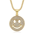 Hiphop gold plated titanium steel smiley pendant necklace with sparkling rhinestones - Gold Pendant Only