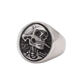 Anello vintage da uomo in acciaio inossidabile con teschio che fuma stile punk - US 7 / Color Acciaio