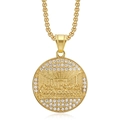 Gold hip hop necklace with Last Supper relief pendant and double crystal border - Gold Single Pendant (No Chain)