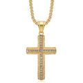 Iced out gold plated cross pendant necklace with box chain for hip hop style fashion - Gold Pendant Only