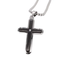 Minimalistische silberne Kreuzkette mit schwarzer Emaille und kleinem Zirkonia - Schwarzer Anhänger (Ohne Kette)