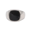 Anello minimalista quadrato in acciaio al titanio nero con fascia in argento lucido - US 7 / Color Acciaio