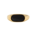 Anello con sigillo dorato minimalista con centro in smalto nero ovale e design vintage - US 5 / Oro