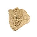 Anello scudo dorato con rilievo dell'arcangelo Michele e incisione Protect laterale - US 7 / Oro