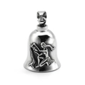 Polished silver stainless steel biker bell pendant with Aquarius zodiac relief detail - Aquarius Pendant Only (Without Chain)