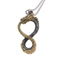 Retro dragon pendant necklace in dual-tone silver and gold finish with infinity symbol shape - Two-tone Gold Pendant (No Chain)